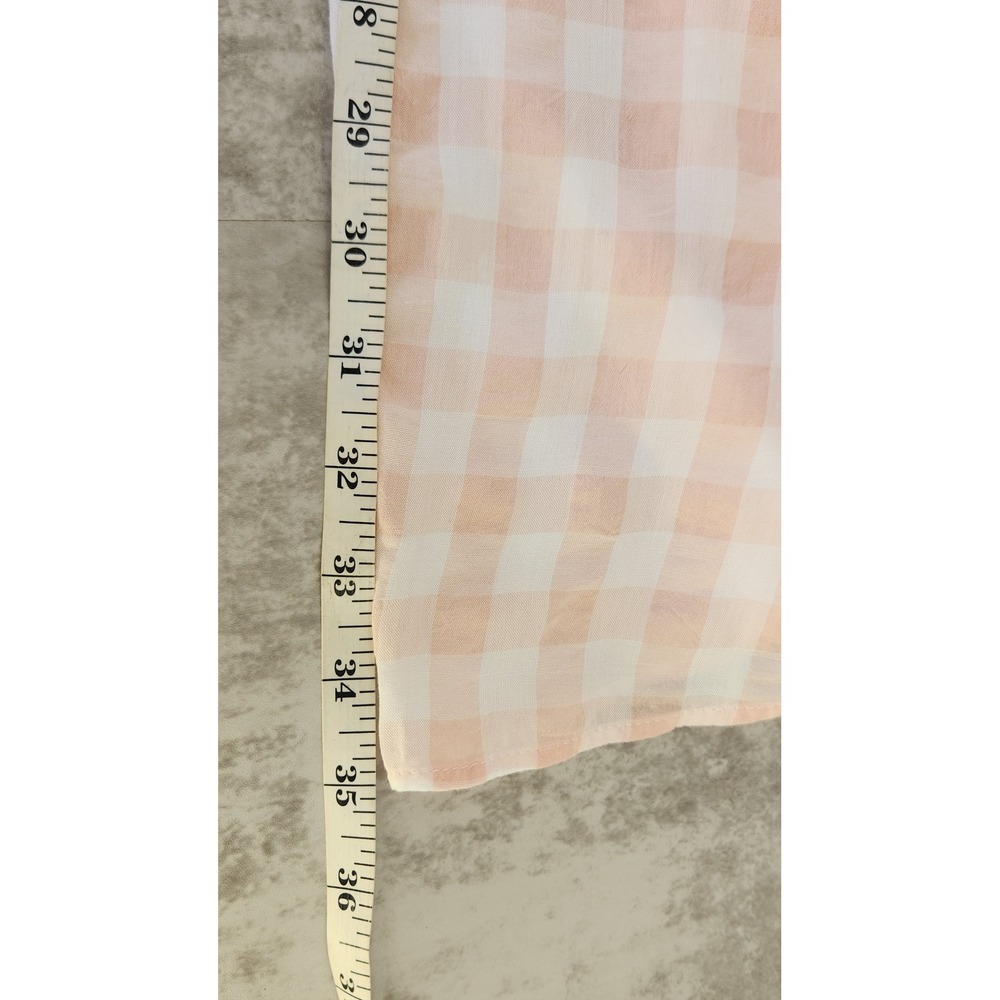 Zara Oversized Button Down Shirt Women XS Pink White Gingham High Low Gauzy Boho - Picture 11 of 11
